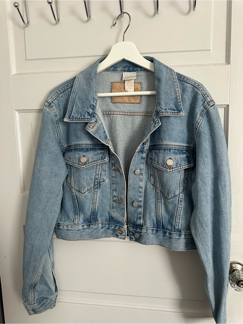 Moda International Light Wash Cropped Denim Jacket